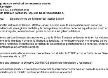 La Commissione europea deve aprire una procedura di infrazione contro l'Italia nel caso Salvini decida di proseguire con il censimento dei Rom